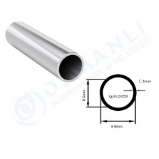 Alüminyum Boru Dış Çap 8mm  Et Kalınlık 1mm